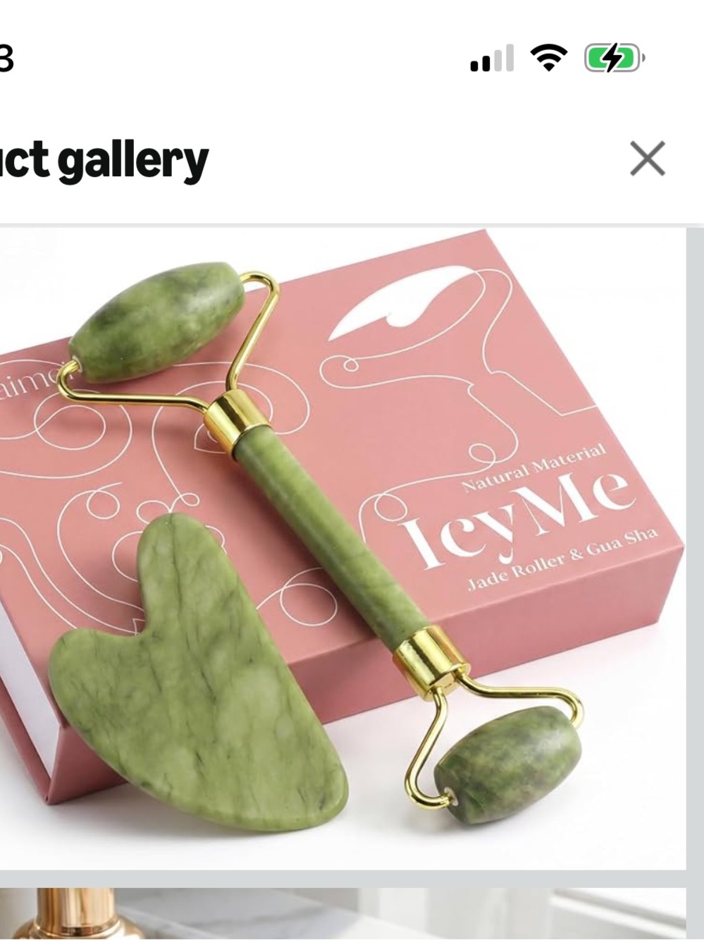 BAIMEI IcyMe Jade Face Roller & Gua Sha Set, Smoothing, Reduce Puffiness